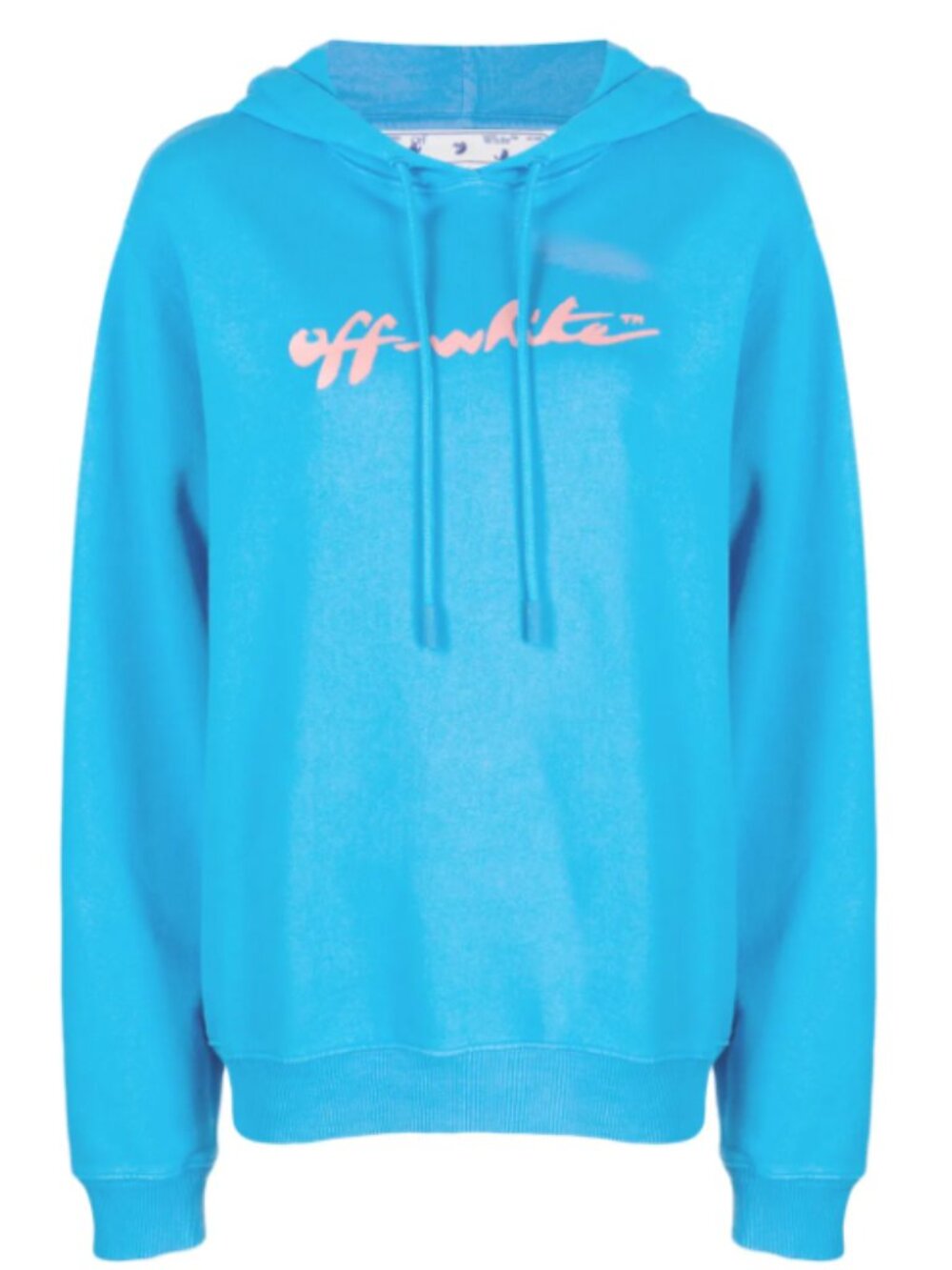 Off-White Logo Print Cotton Hoodie Blue Pink Small NWT